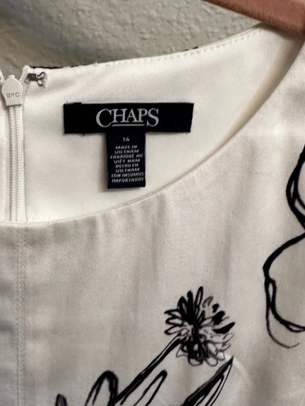 Chaps White & Black Floral Sleeveless Fit & Flare Dress - Picture 6 of 8